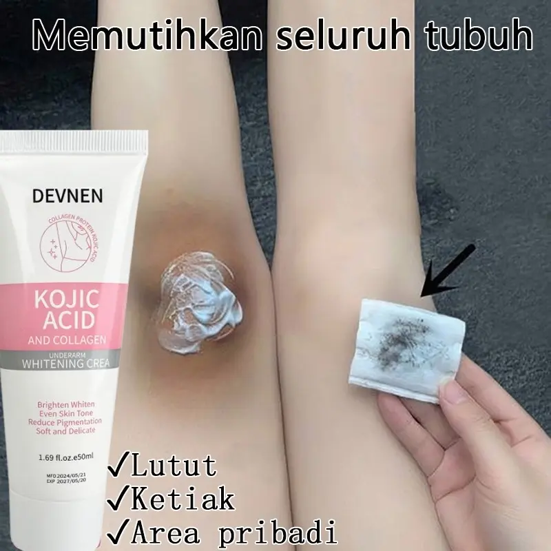 Kojic Acid Cream Pemutih Ketiak  Cream 50g Memutihkan bagian pribadi Pemutih Badan Cepat body lotion krim pemutih tubuh