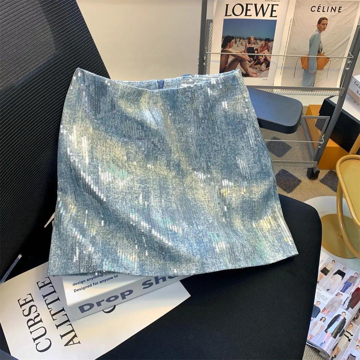 Chân Váy Denim Cạp Cao Thiết Kế Kim Sa, Phong Cách Cổ Điển Thích Hợp Cho Mùa Hè Mới, Dáng Ôm, Cô Gái Nóng Bỏng, Bán Chạy