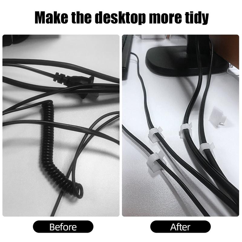 Accesz 20/50/100PCs self-adhesive USB cable clips desktop Cord Organizer management for keyboard mouse car home universal clip wire cable Winder 2