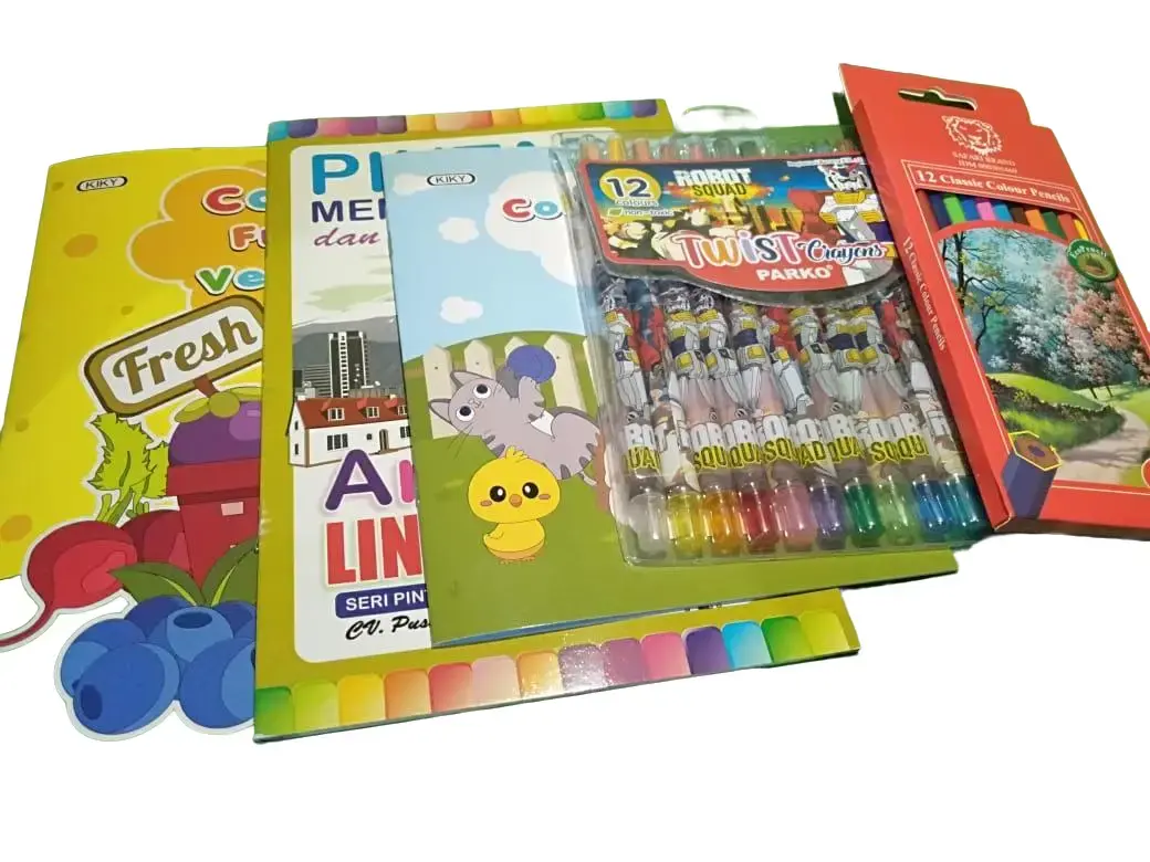 PAKET MEWARNAI ( 1 PCS BUKU MEWARNAI BESAR, 1 PCS BUKU MEWARNAI TANGGUNG, 1 PCS BUKU MEWARNAI KECIL, 1 PCS PENSIL WARNA SAFARI PANJANG, 1 PCS CRAYON PUTAR PANJANG SAFARI) Anak Belajar Toys