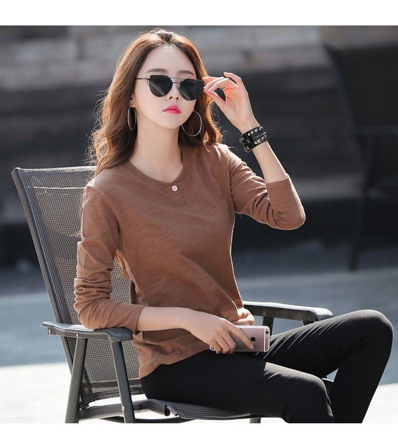 Product Introduction of Áo Thun Dài Tay Phong Cách Hàn Quốc, Hàng Mới Về Mùa Thu Và Mùa Đông, Dành Cho Nữ, Dáng Ôm, Bó Sát, Dễ Phối Đồ, Áo Sơ Mi Lớp Cơ Sở, Thiết Kế Đơn Giản, Có Thể Mặc Bên Trong, Phù Hợp Với Người Trẻ Top Voi Women Cổ Tròn Voan Shirt 8