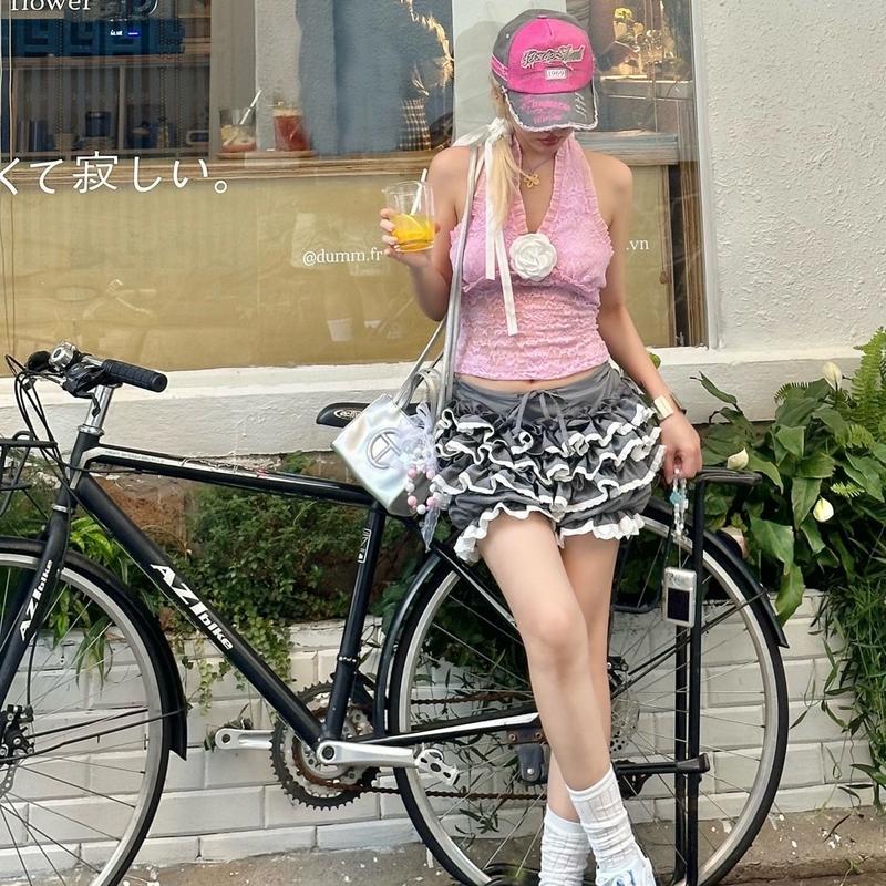 [YENG SYSTEM] Áo cổ yếm ren hoa viền bèo cho nữ “ ROSÉ TOP “ màu trắng, màu hồng 7