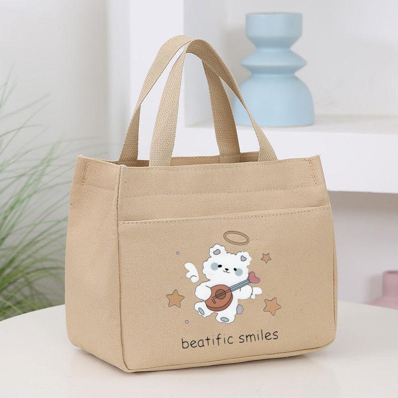 Product Introduction of New Canvas Handbag Large Capacity Simple Office Worker Student All-Match Lunch Box Mummy Work Bento Canvas Bag 0