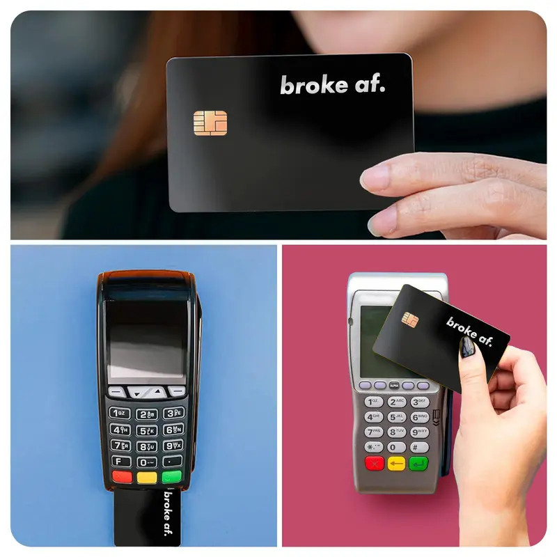 Broke AF Credit Card Skin Sticker, 4 Counts/set Ultra-thin Waterproof & Scratch Resistant Card Sticker, Personalized Bank Card Skin Protector 8