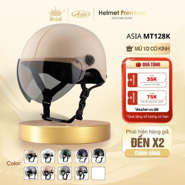   Full Màu  Mũ Bảo Hiểm 1 2 Asia MT128K - Nón Nửa Đầu Kính Ngắn Màu Trà Chống Nắng Uv Vỏ Nhựa Abs Nguyên Sinh Thời Trang Trẻ Trung Cho Nam Nữ 