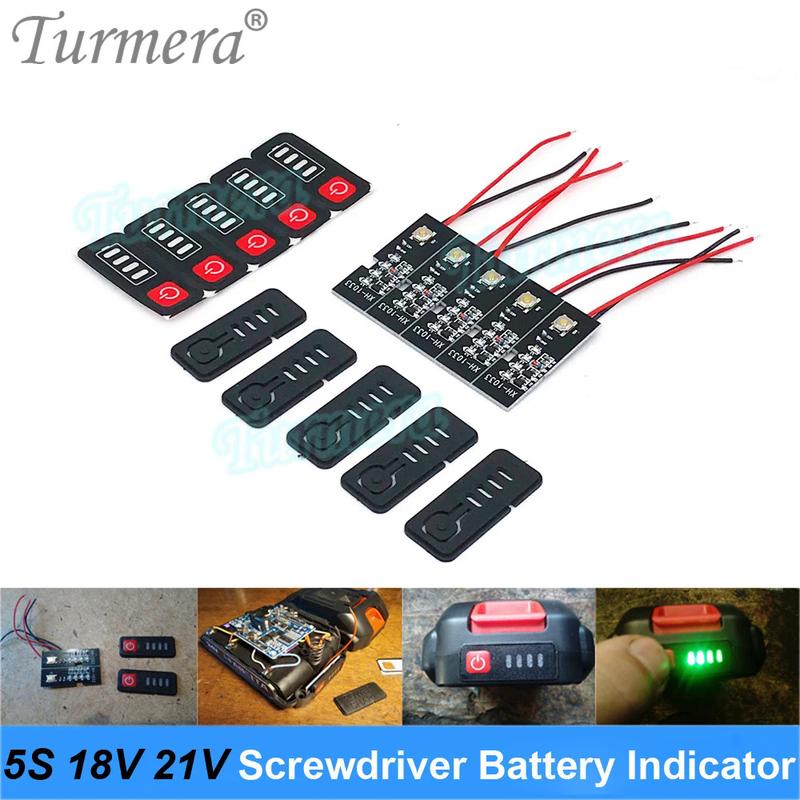 Product Introduction of Turmera 5S 18V 21V Screwdriver Battery Capacity Indicator LED Displayer for Electric Drill 5 S1P 5S2P 18650 Lithium Batteries Use 5