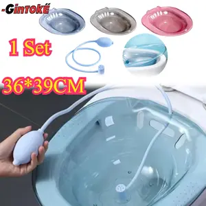 1Set Sitz Bath Portable Baskom Rendam Wasir/Baskom Rendam Wasir Serbaguna/Sitz Bath + Selang Flusher Baskom Rendam Wasir /Sitz Bath Baskom Kloset Perawatan Wasir Perineum Foldable/ Dengan Alat Pembilasan Untuk Perineum Ibu Melahirkan Membersihkan