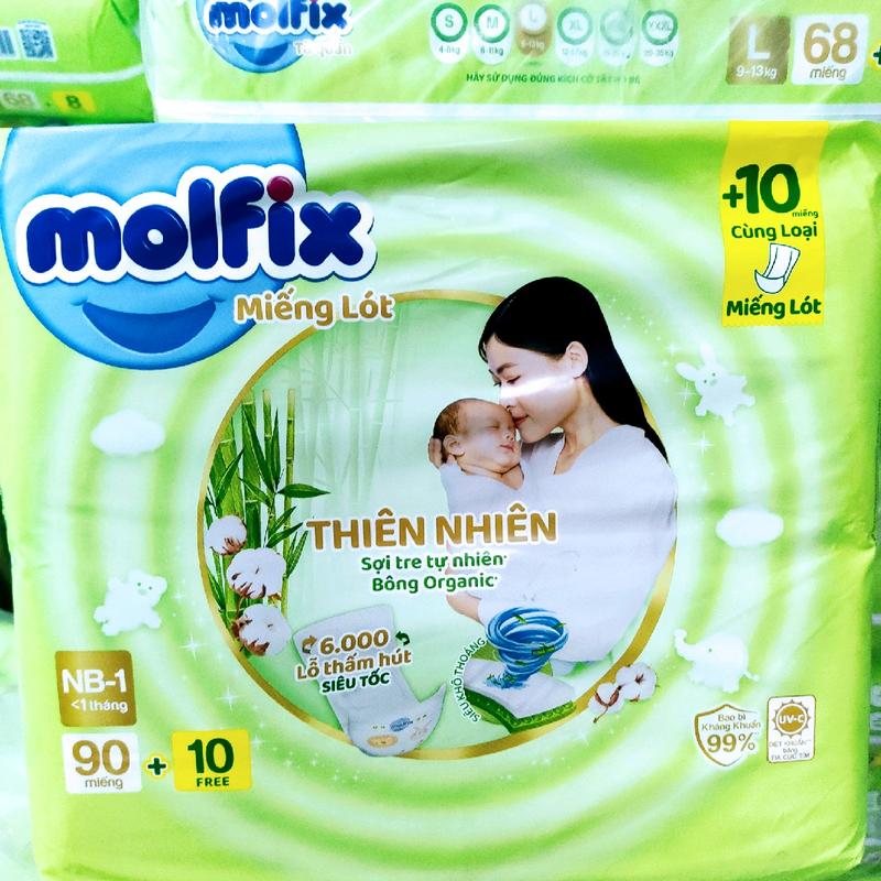 Miếng lót Molfix thiên nhiên bông organic newborn 1- 90+10 miếng Trẻ   Bỉm Cho Bé sơ sinh