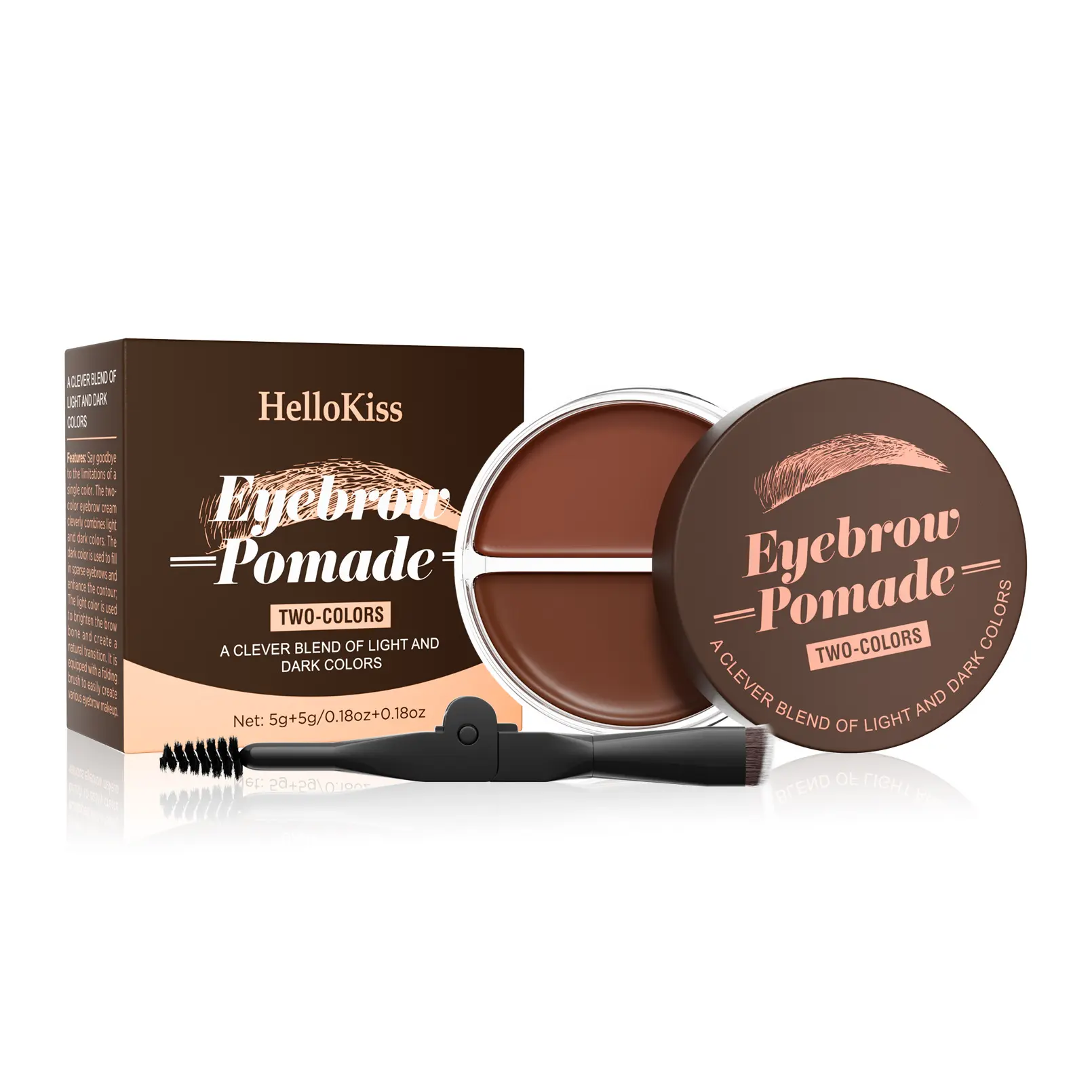 Hellokiss Dual Color 2-in-1 Eyebrow Gel + Eyebrow Pomade for Natural Wild Brows 2in1 Eyebrow Styling Gel