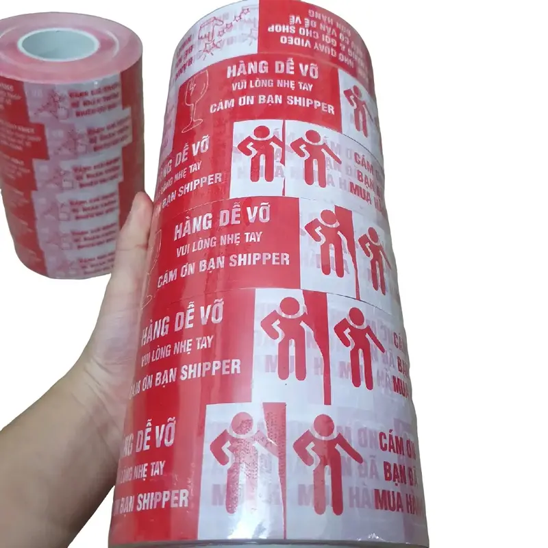 Băng Keo Băng Dính Dễ Vỡ Đỏ Hàng Loại 1 3KG/ Cây 6 Cuộn 1
