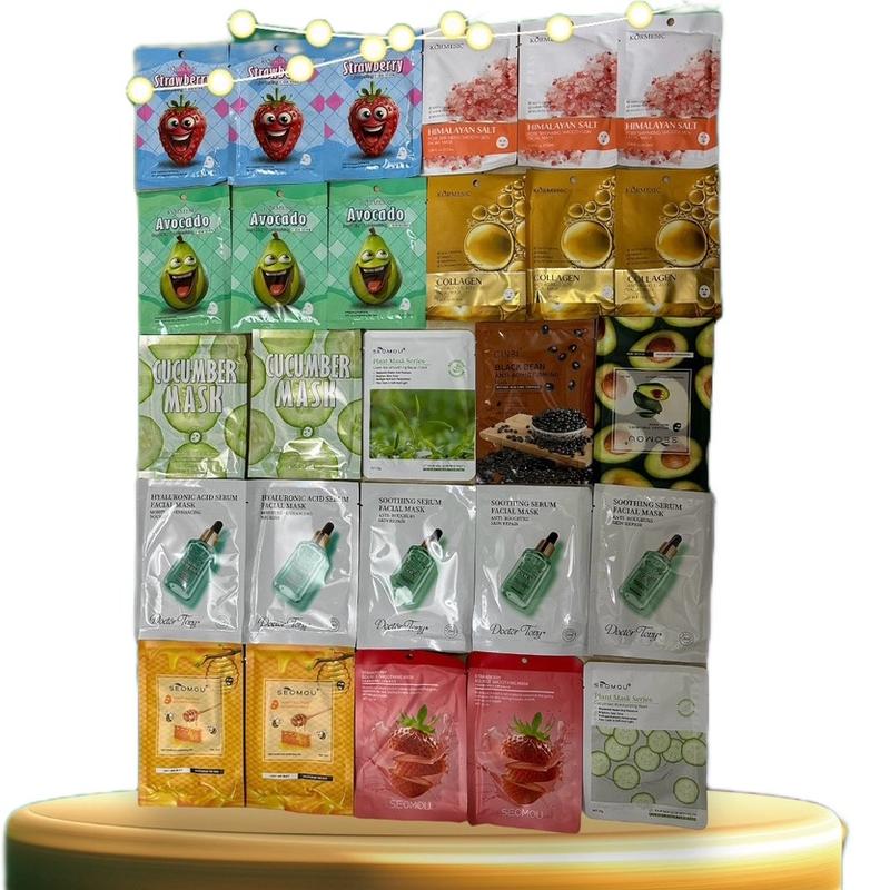 [ Da Mỏng - Phục Hồi ] Combo 100 miếng mặt nạ dành cho da . Gồm các loại mặt nạ trái cây và tinh chất dịu nhẹ . Skincare Cosmetics Peel Da  mặtnạ chotuổidậythì mask  giay đủ vị phục hồi da mặt nạ  giấy mask  duong Kem Face mặt nạ  b5 0