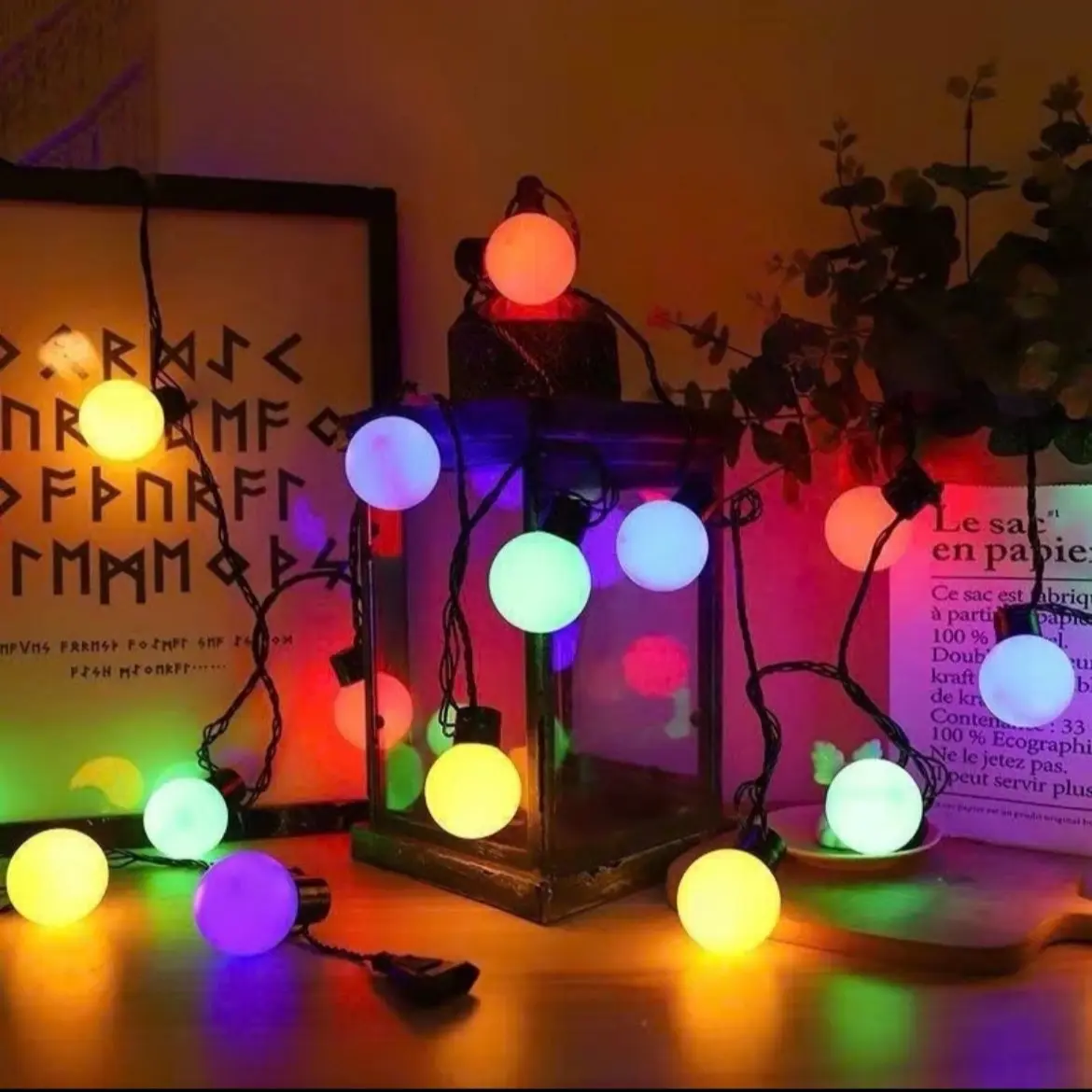 Dây đèn Led 6,5m 20 bóng không nháy trang trí lều, cắm trại, cafe sử dụng ngoài trời Tranh