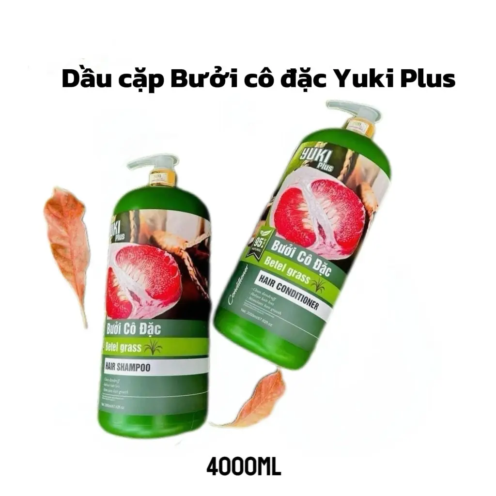 (Chai 2000ml) Cặp Dầu gội, dầu xả Bưởi cô đặc Yuki Plus cải thiện tình trạng rụng tóc, gàu ngứa, kích thích tóc mới mọc nhanh, hương thơm dịu nhẹ thanh mát - Hàng chính hãng Nữ Women Dưỡng Tóc Trà daucap