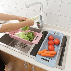 HD Adjustable kitchen drain rack used for washing dishes, fruit and vegetable plastic sink Basket Utensils