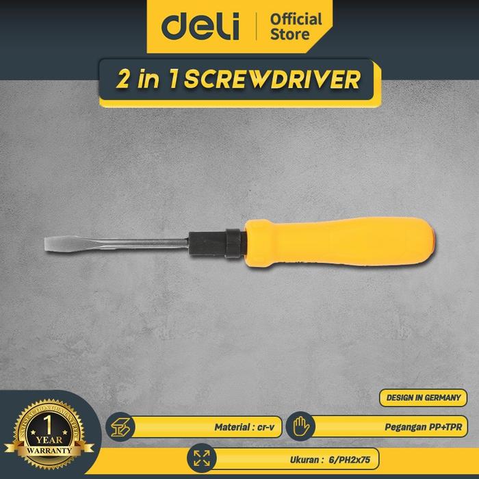 Gambar Deli 2-in-1 Screwdriver / Obeng 2 In 1 Kombinasi Bolak Balik DL626002 dari Delitools.id Kab. Tangerang Tokopedia