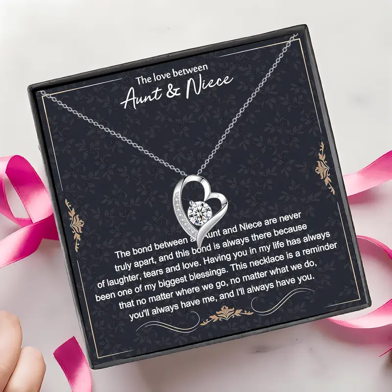 Pendant Gift Box Set, 1 Count Heart Shaped Pendant Necklace with Box, Stainless Steel Love Necklace for Aunt & Niece, Gift for Mother's Day, Birthday, Festival, Best Friend Gifts 4