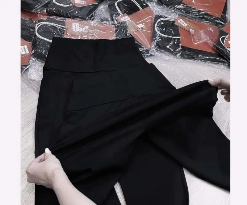 Quần Legging nữ HÀNG ĐẸP lưng cao ken bụng vải Umi Hàn dày mịn loại 1 xịn co giãn tốt thiết kế có túi thun gân nâng hông tôn vòng V3 Women 7