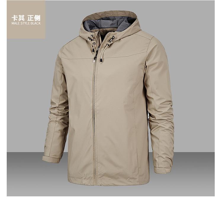 Product Introduction of Men's Sports Jacket Spring Autumn Hooded Jacket Outdoor Casual Loose Large Size Windbreaker Couple's Fashion Fitness Jacket uv 24
