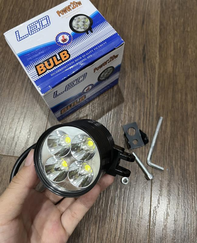 Đèn Trợ Sáng L4 Ngắn 20W  Gắn Xe Máy Điện 12Vol Tặng Kèm Công Tắc