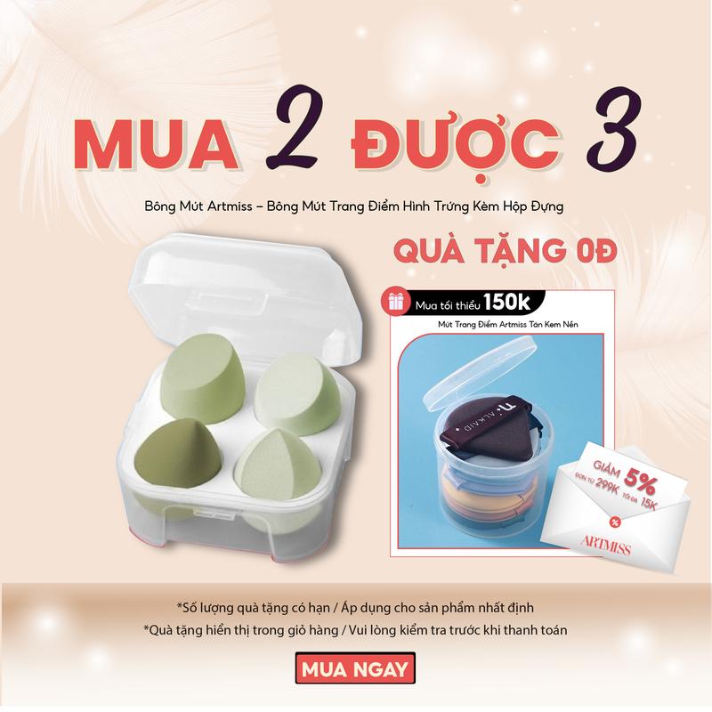 Set 4 Bông Mút Trang Điểm Hình Trứng Kèm Hộp Đựng ( Random màu) Nữ Cosmetic 7