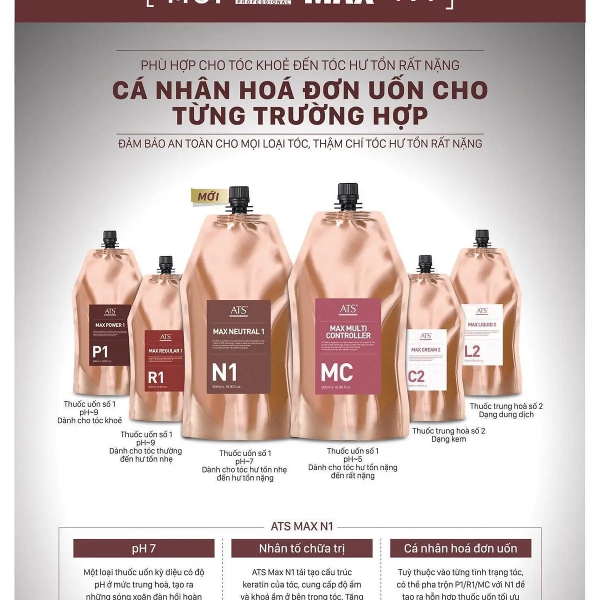 Uốn duỗi cao cấp ATS Max 500ml cho tóc dành cho Salon