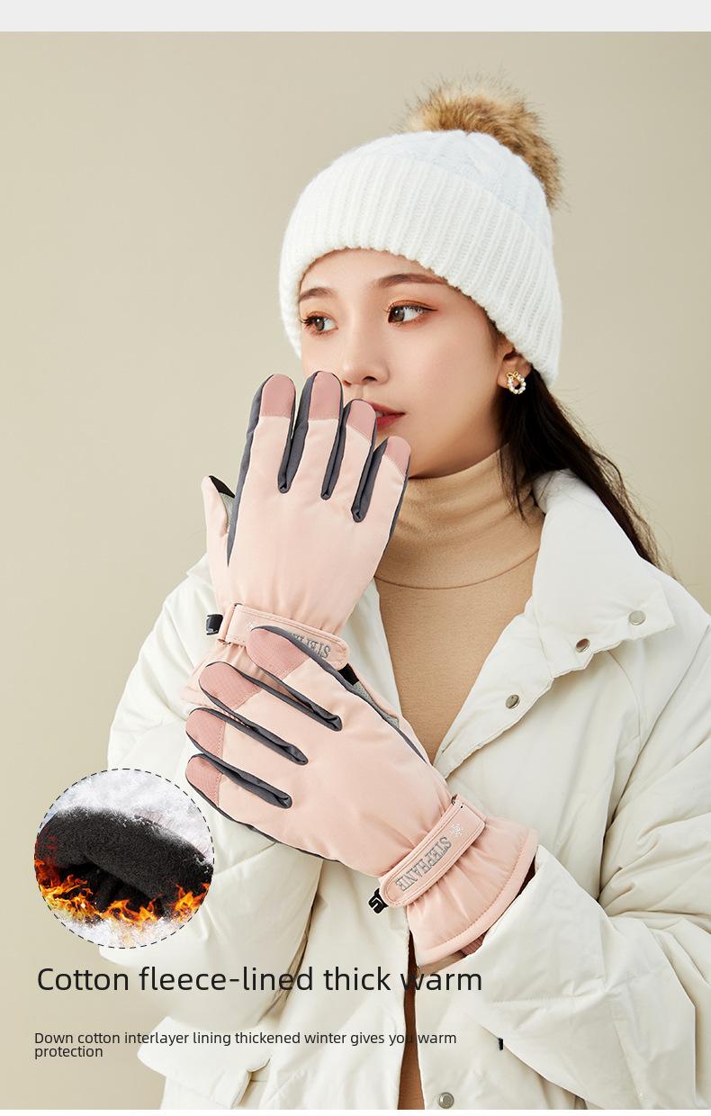Product Introduction of Ski Gloves Men's and Women's Winter Fleece-lined Warm Outdoor Biking Mountain Climbing Waterproof and Windproof Thick Cold-Proof Motorcycle Cross-Border 16