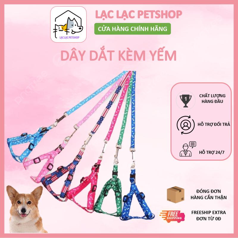 Dây dắt chó mèo kèm Yếm - Dây xích ngực chó mèo thú cưng chống trầy cổ - Dây dắt yếm