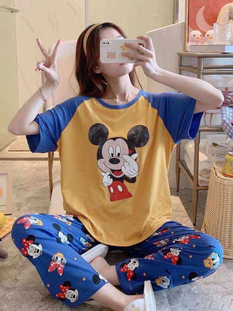 Product Introduction of Women's Pajamas Summer Korean Style Thin Short Sleeve Trousers Suit Summer Loose Casual Homewear sleep  tight 7