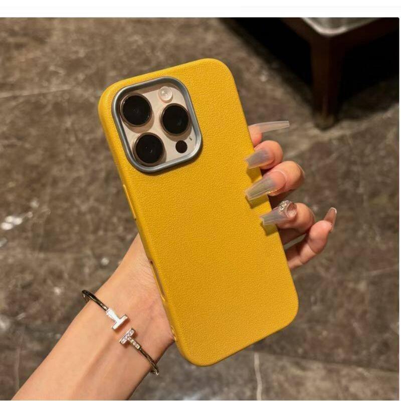 Minimalist Solid Color Case for Apple 15 New iPhone Case iPhone 16 Pro Max Niche High-end Feel 14 Leather Texture 13 2