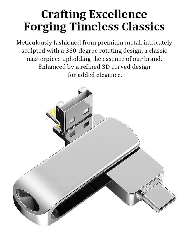 Product Introduction of Stock 32GB 64GB 3 In 1 Otg Stick128GB Usb Memory USB2.0 Pen Drive Disk 256GB Flash Drive 3