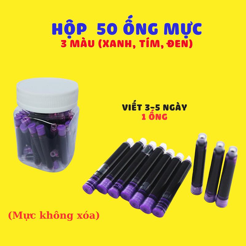 Hộp 50 ống mực không xoá dành cho bút máy