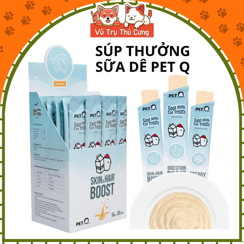 Hộp 30 Thanh- Súp Thưởng Sữa Dê PetQ Cho Mèo