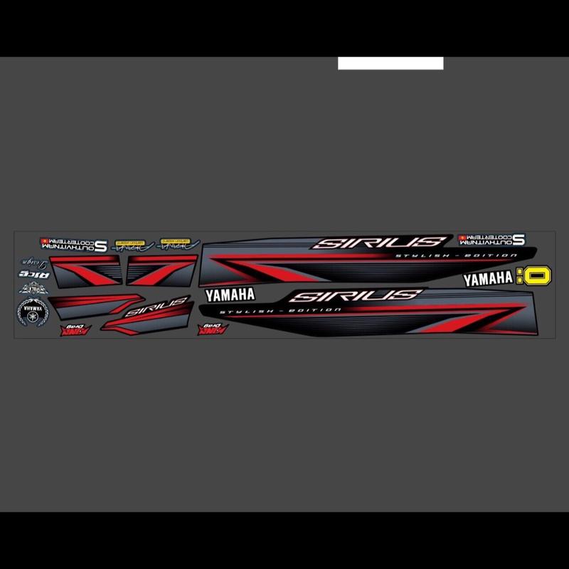 Nhãn dán xe sirius đỏ đen cho xe màu đen Tem chế decal 3 lớp chống thấm bền màu