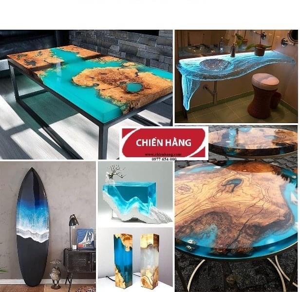 Epoxy Resin CH70- Keo AB đổ khối dày 2cm mỗi lớp tỉ lệ 3A:1B dùng để đổ bàn dày trong như nước cứng như đá 3