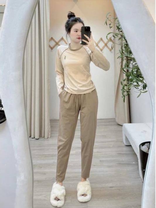 Bộ Thu Đông Dài Tay Nữ Umi Xleo Cổ Tròn Phối Viền Thêu Ngựa - Chất Liệu Mềm, Mịn, Thoáng, Không Phai Mầu Women 1
