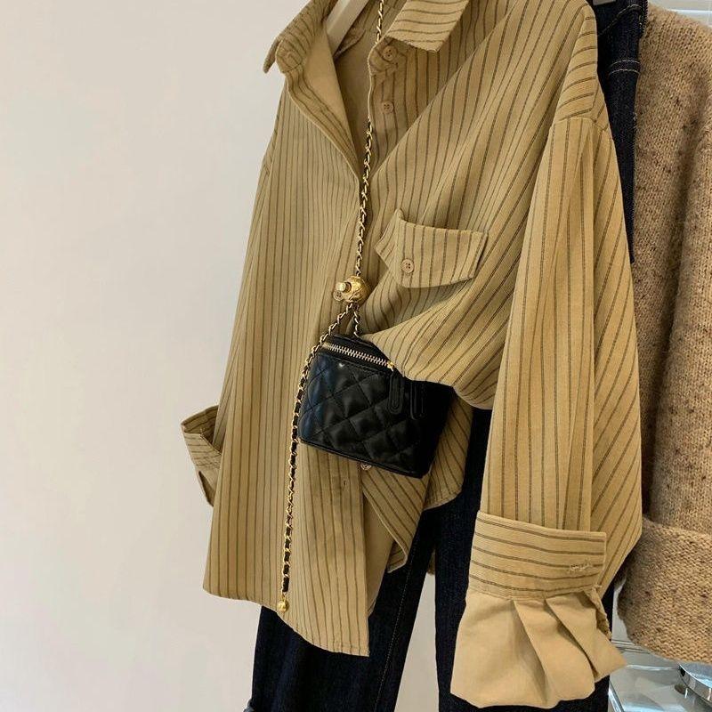  Áo Sơ Mi Và Áo Khoác Sọc Dành Cho Nữ Thời Trang Và Thanh Lịch Thích Hợp Cho Mùa Xuân Và Mùa Thu Phong Cách Pháp Dáng Rộng Vừa Vặn Áo Sơ Mi Và Áo Cánh Women Top Shirt Nhung 