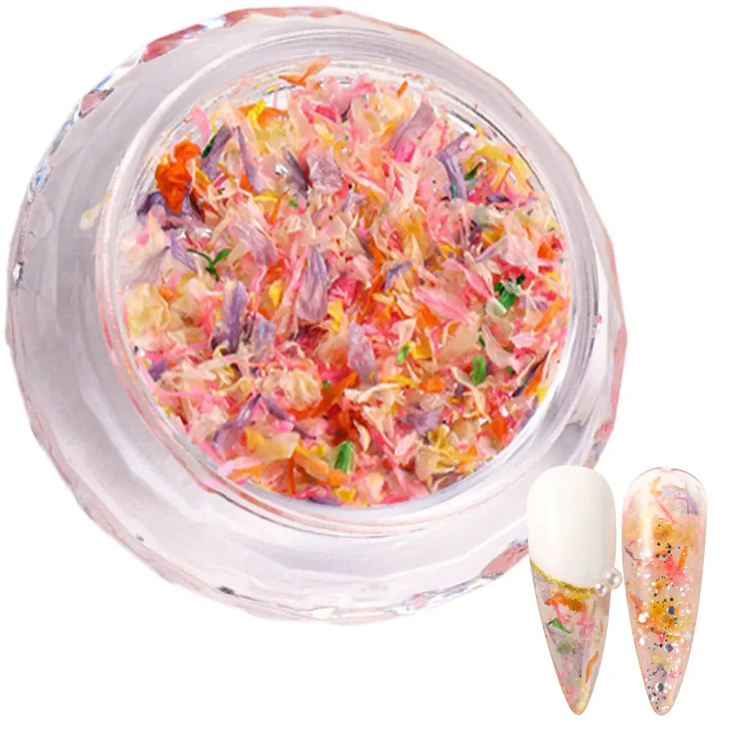 ✪ 1Box 3D Dried Flower Nail Charms Fashion Nail Embellishments Unique Nails Art Craft Making Decoration for Women and Girl