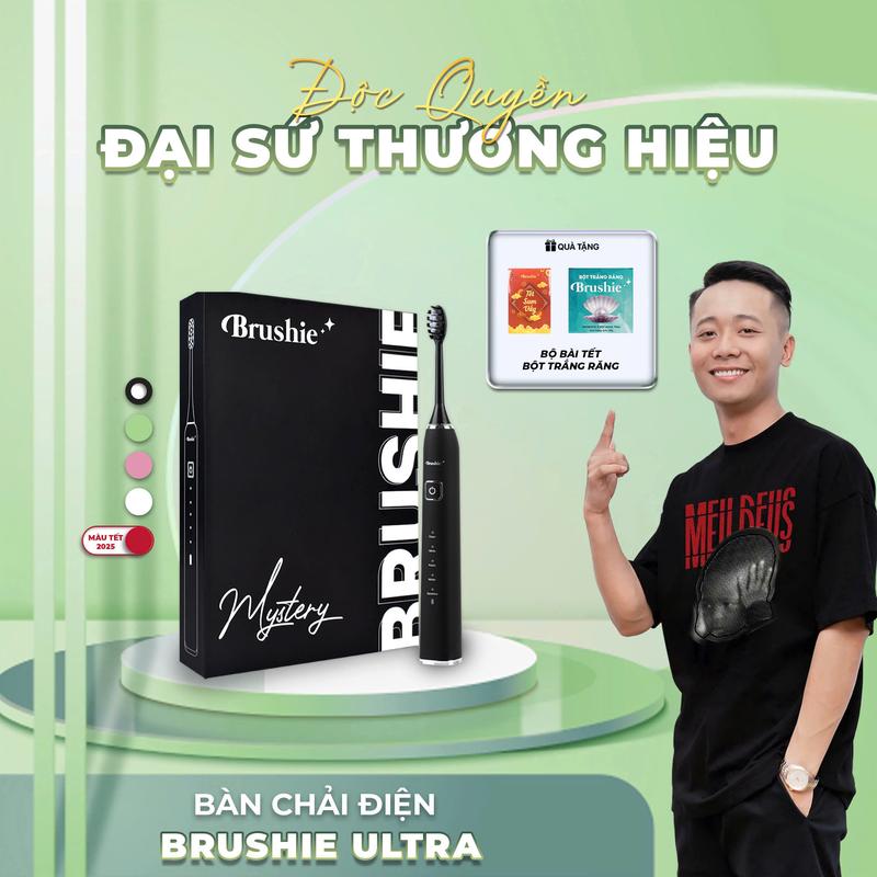[PQL] Bàn chải điện Brushie Ultra tích hợp đầu rửa mặt [ BẢO HÀNH 1000 NGÀY ] + TẶNG BỘ BÀI TẾT + BỘT TRẮNG RĂNG