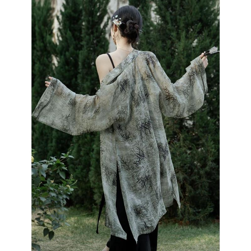 New Chinese Style Han Chinese Clothing Suits Placket Long Cardigan Pants Three-Piece Suit Daily Commute Leisure Comfortable 3