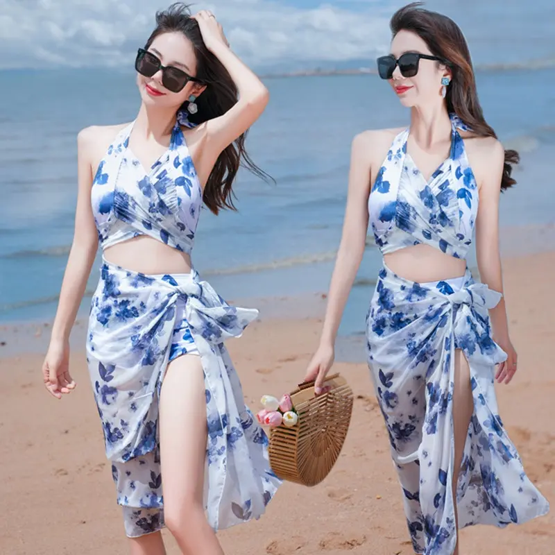 Đồ Bơi Xẻ Tà, Bộ Đồ Ba Mảnh Cho Nữ, Đồ Bơi Đi Biển, Thích Hợp Cho Kỳ Nghỉ Và Du Lịch, Thời Trang Gợi Cảm, Bộ Bikini Mùa Lạnh Women Áo