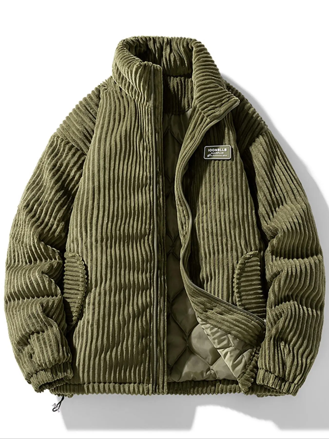 Men's Regular Fit Solid Patched Pocket Zip Up Jacket, Casual Long Sleeve Zip Front Outerwear for Fall & Winter, Men's Clothes for Daily Wear