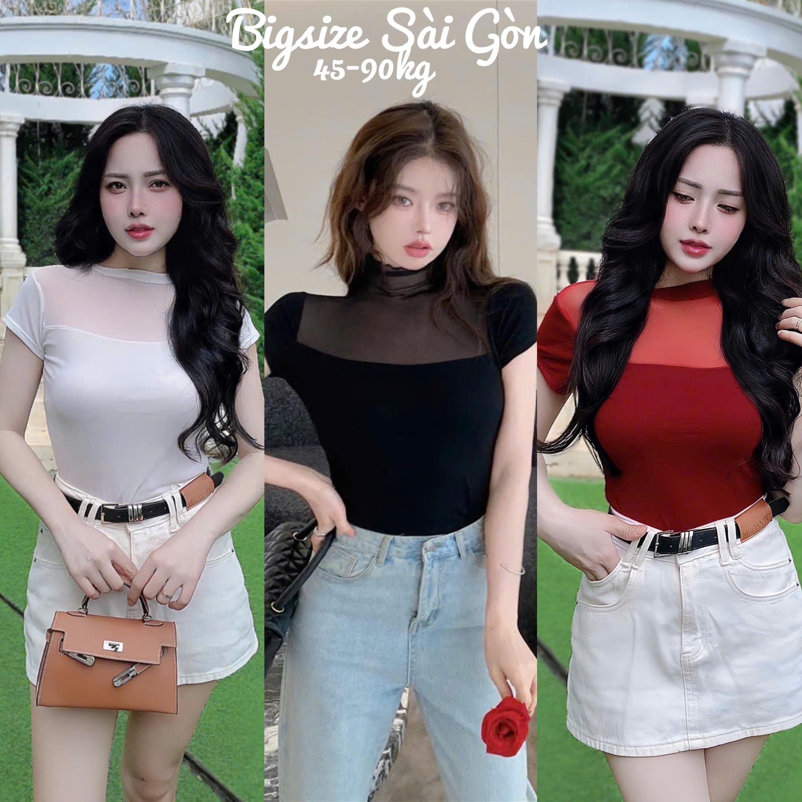 Áo Thun Tay Ngắn Lưới 2 Lớp Vải Thun Gân Tăm 50 - 100Kg Dễ Thương Nữ Women Top Nhung - B.1435