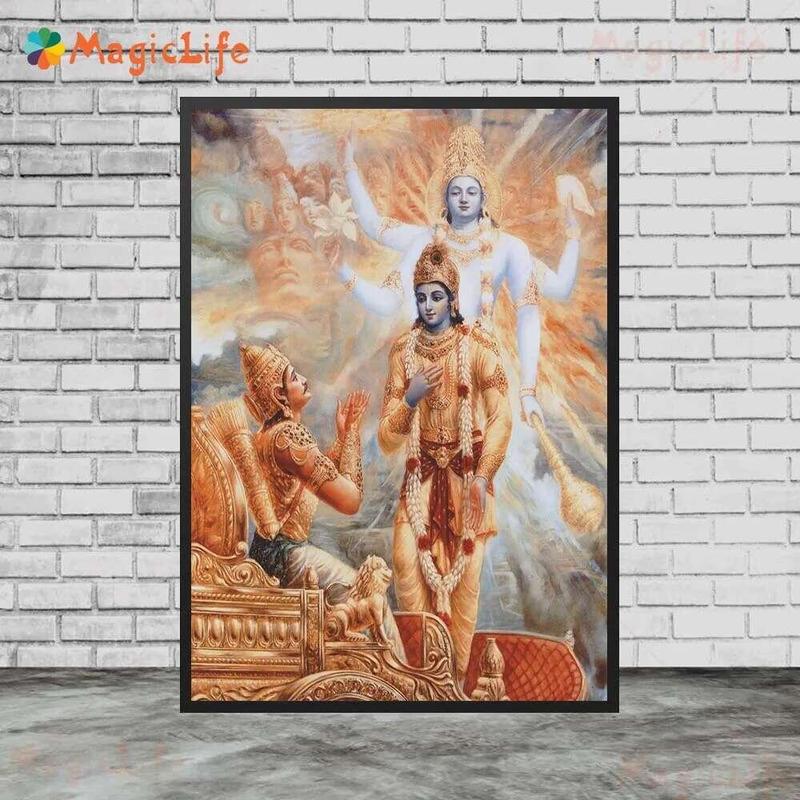 Product Introduction of Tranh Vải Nghệ Thuật Treo Tường, Thần Vishnu, Thần Brahma Và Thần Shiva, Trang Trí Nhà Cửa, Áp Phích Và In Ấn Cổ Điển Đạo Kính Hindu 6