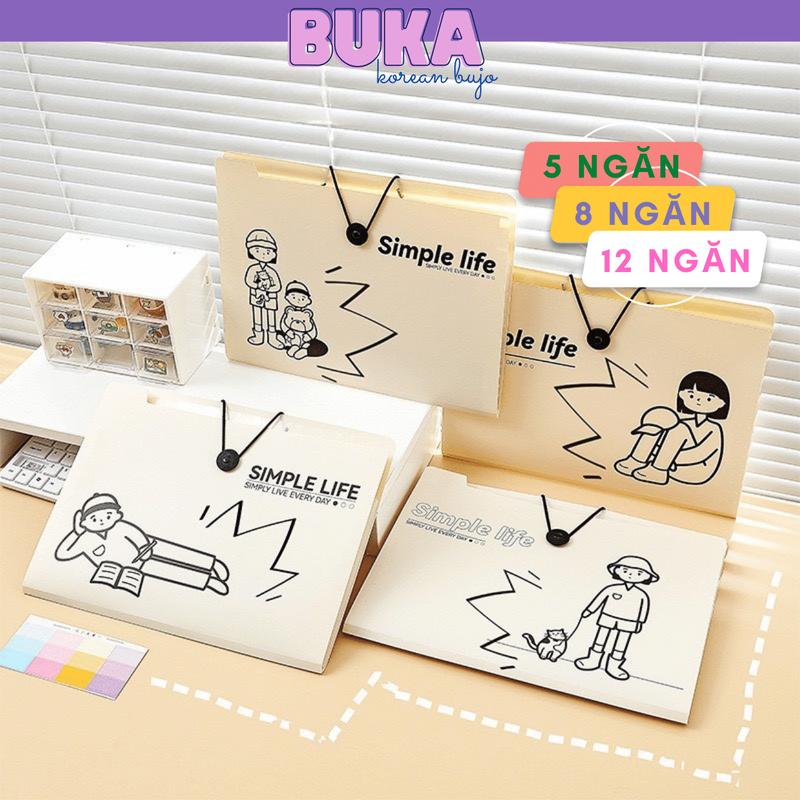 Túi Đựng Tài Liệu Moka 5/8/12 ngăn Khổ A4 Chống Thấm Nước Tiện Dụng Buka
