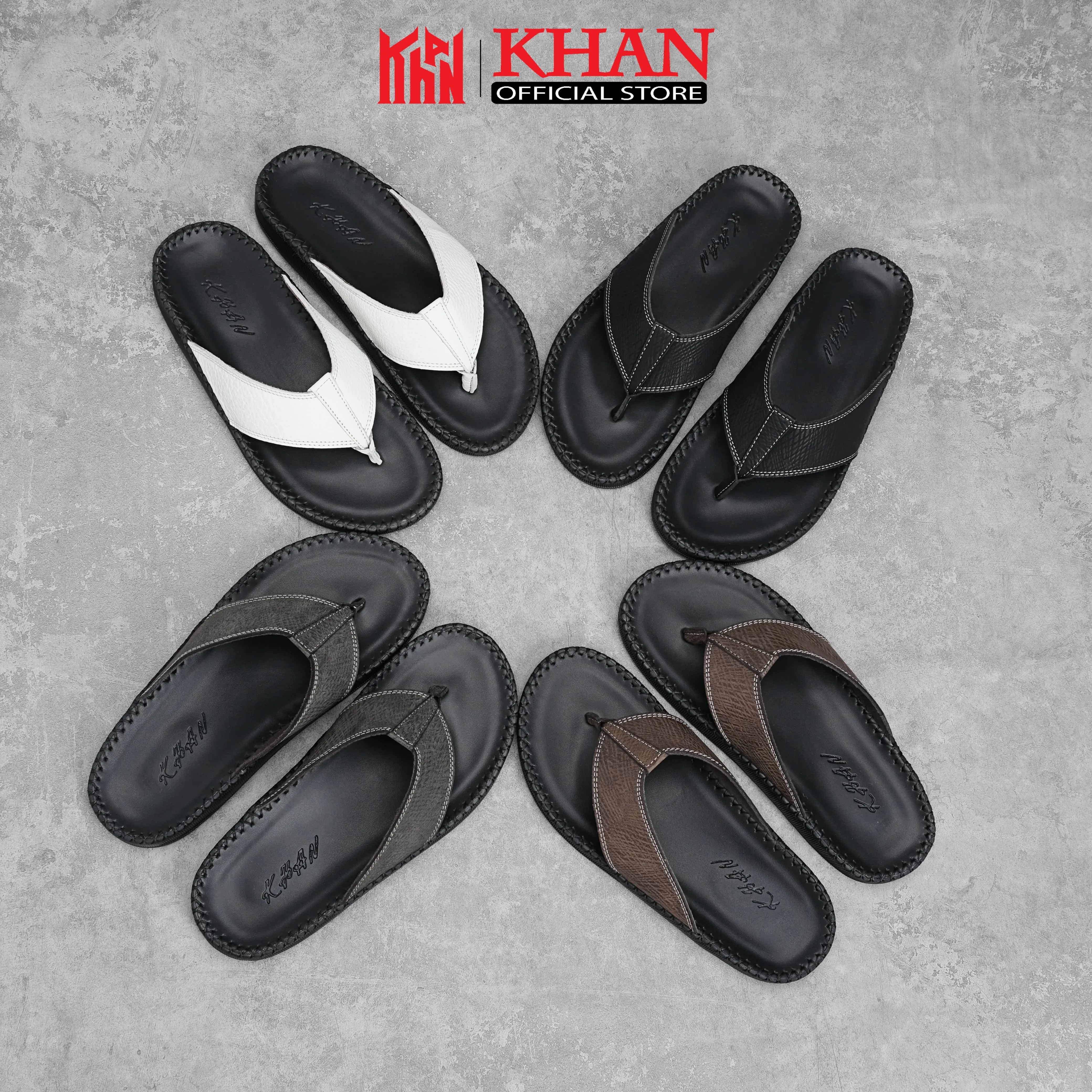 [TRỢ MÃ ] DéP Kẹp Doctor KHAN Nam Da Bò , Đế Cao Su Đúc Nguyên Khối Mềm, Khâu Đế Bằng  Toàn Bộ DéP ,Mã N dép  nam