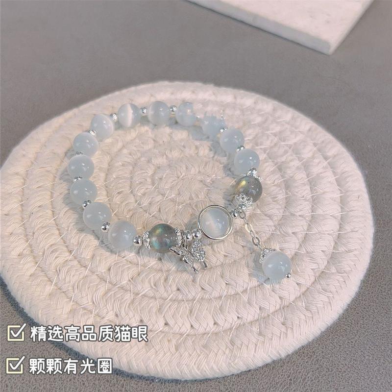 Product Introduction of Vòng Tay Bướm Pha Lê Opal, Dành Cho Phụ Nữ, Vòng Tay Ánh Trăng Xám, Quà Tặng Tự Làm Cho Sinh Viên 4