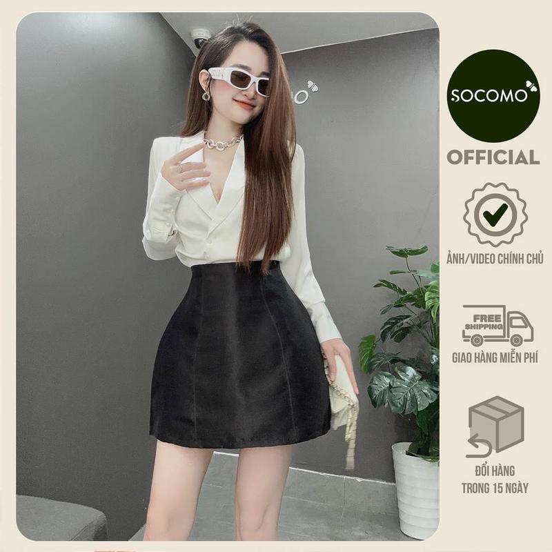 Socomo  Áo sơ mi cổ vest chất liệu lụa Nhật nhiều màu A292024 Nữ Voi Women Top