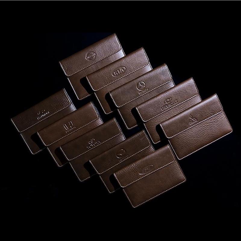 Ví da đựng giấy tờ Logo hãng xe Túi đựng giấy tờ xe ô tô, Ví nâu đựng giấy tờ xe ô tô cao cấp chống thấm nước Nam Nhung Wallet