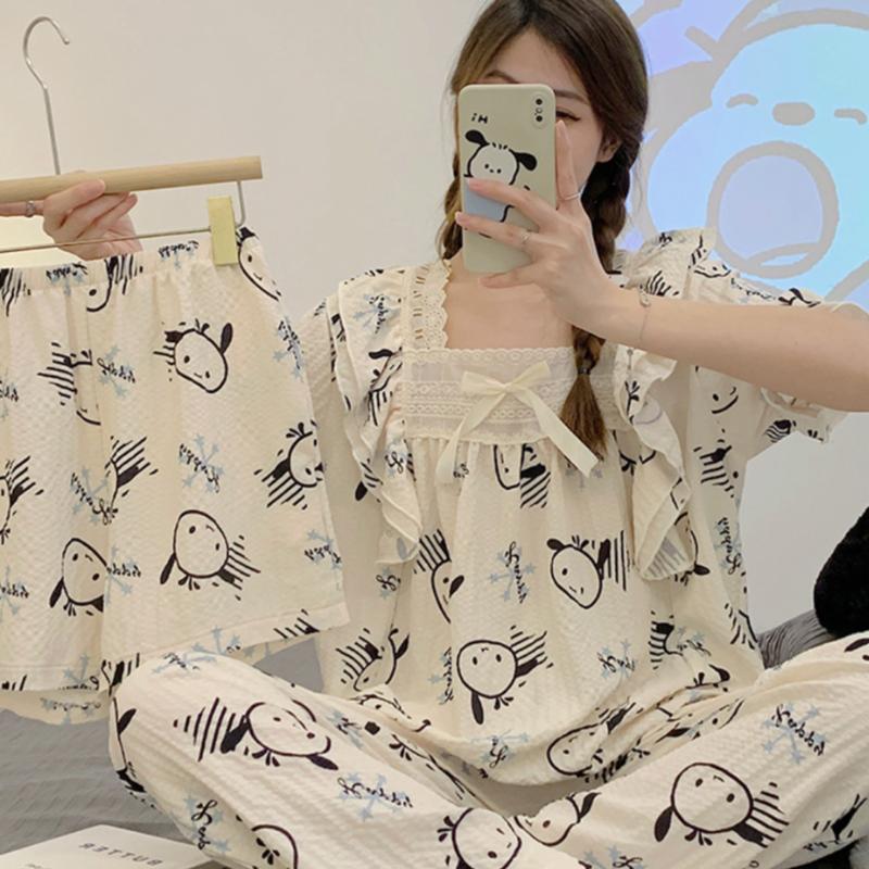(XẢ KHO) Bộ ngủ nữ tiểu thư cổ vuông chất đũi cao cấp, bộ pijama pyjama, đồ bộ mặc nhà mùa hè, đa di năng, mặc ở nhà ra ngoài, hè thu Women Nhung
