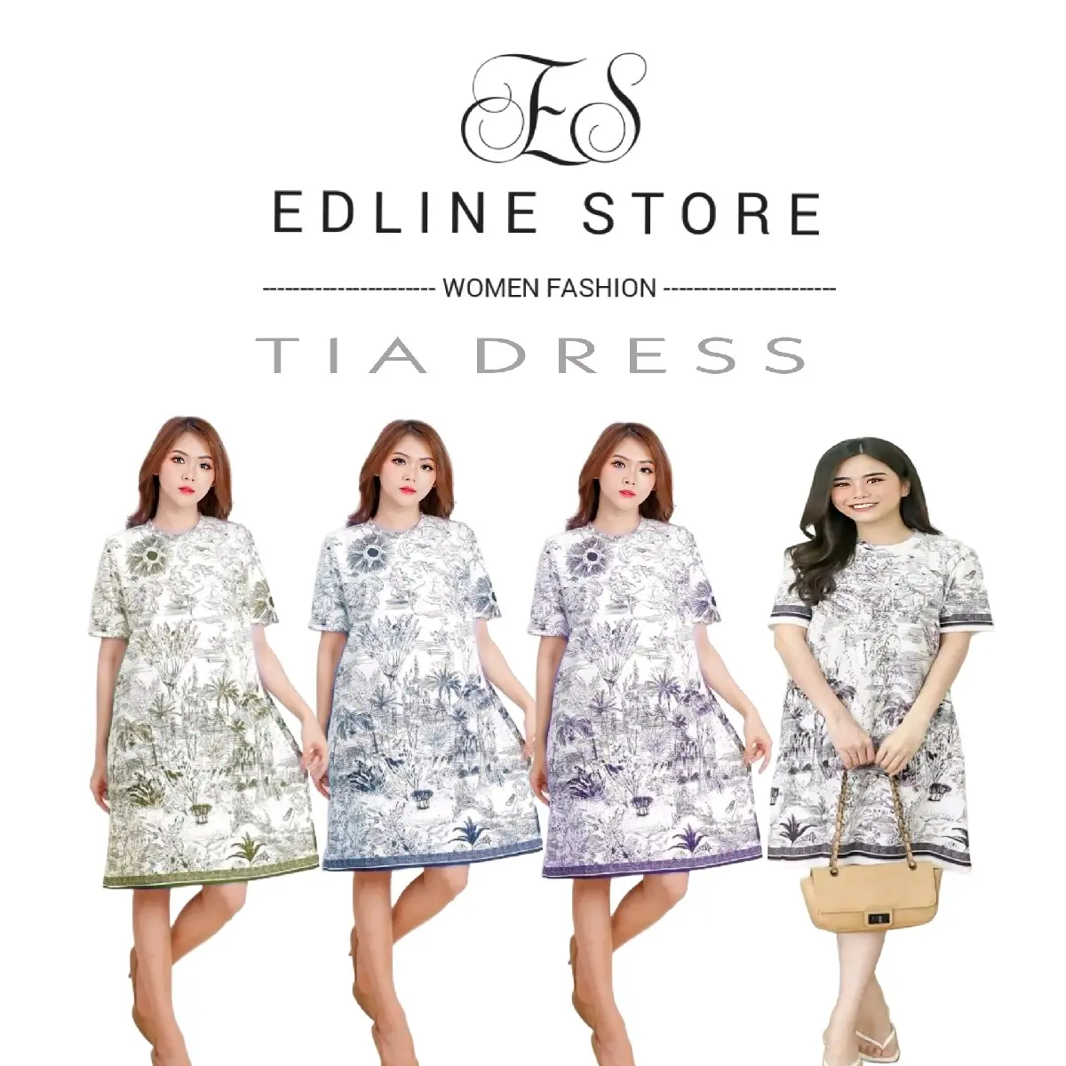 Dress wanita fit to jumbo Tia flower scuba premium